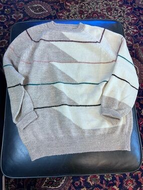 Vintage 80s Geometric Block Knit Crewneck Sweater